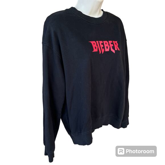 Justin Bieber 2017 Purpose Tour Merch Crewneck Sweatshirt Black 100% Cotton - Picture 3 of 9